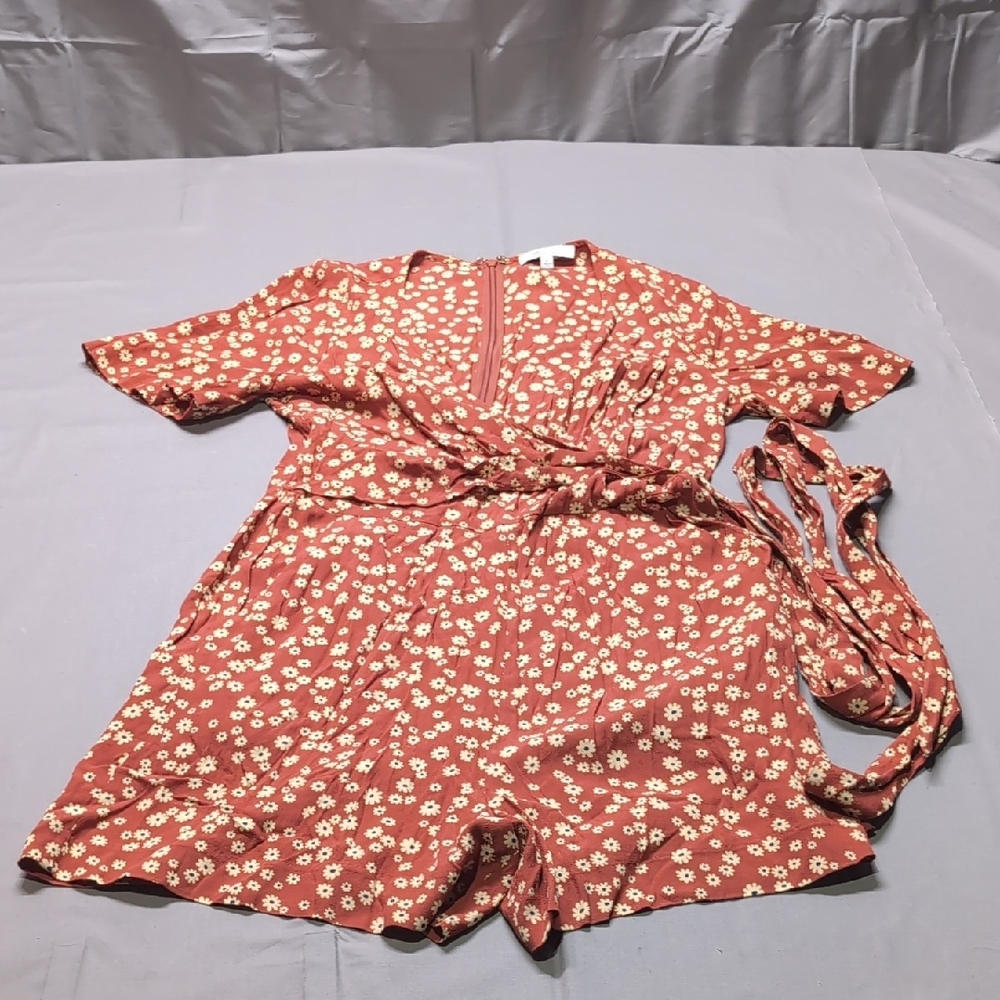 Madewell Daisy Field Romper Rust Floral wrap